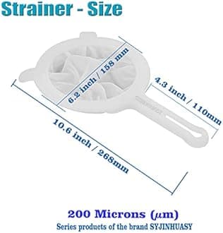 Kitchen Ultra-Fine Nylon Mesh Strainer Food Yogurt Mesh Sieve Plastic Mesh Colander with ​Handle Mini Brine Shrimp Separation Net for Filtering Juice Juice Milk Honey (200Mesh)