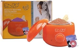ENZO EN-1102B Professional Wax Heater with Hair Removal Wax Beans - Efficient and Easy-to-Use Home Waxing Kit for Smooth, Silky Skin - Intl Version (ORANGE)