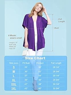 Made By Johnny Women's Kimono Style Short Sleeve Dolman Cardigan - Lightweight Open Front Summer Cover-Up