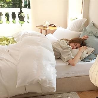 Simple&Opulence 100% Linen Duvet Cover Set with Coconut Button Closure Stone Washed – Californian King Size - 3 Pieces (1 Duvet Cover & 2 Pillowcases) Soft Breathable Farmhouse - White