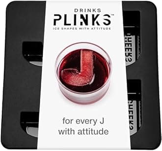 DrinksPlinks Letter J Ice Cube Mold - Custom Silicone Whiskey Ice Cubes Mold – Personalized Monogram J Large Tray for Cocktails & Initials Drinks - Big Bourbon Ice Cube Molds - Fun Customized Gifts