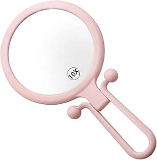 - Handheld Makeup Mirror with Magnification, for Desk Make Up, Magnifying Hand Held Mirror (Folding Hand Held Mirror (Pink))