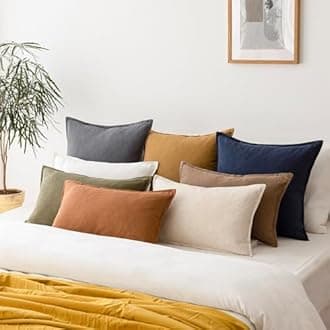 Foindtower Pack of 2, Decorative Linen Soild Throw Pillow Covers Soft Accent Lumbar Cushion Case Boho Farmhouse Pillowcase for Chair Couch Sofa Bedroom Living Room Home Decor 12 x 20 Inch Grey