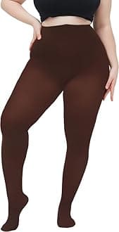 Brachy Women Warm Thick Fur Lined Fleece Winter Thermal Soft Legging Tights Stocking Slim Fit (Brown)