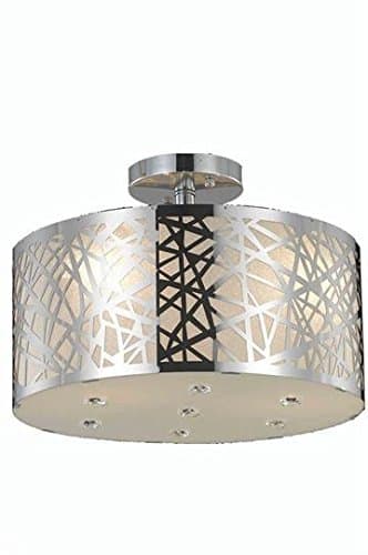 Heloise Chrome Contemporary 3-Light Semi Flush Mount Heirloom Handcut Crystal in Crystal (Clear)-1769F14C-RC-14" W/D