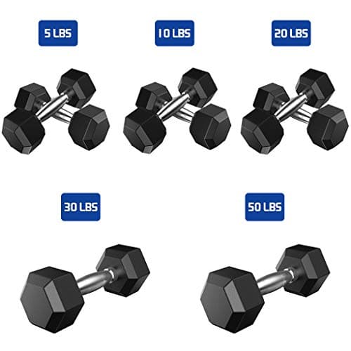 datework Dumbbells,5-50lb Pounds Hex Rubber Weights Workout Dumbbells Set for Strength,Training, Weight Loss, Workout Bench, Gym Equipment, and Home/Metal Handles (D / 30lbs)