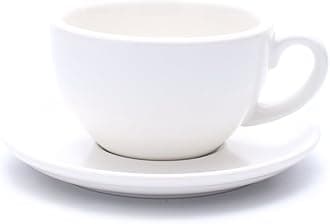 Great Cup Shape for Latte Art Cappuccino Barista Cup Saucer New Bone China for Coffee Shop (Matte White, 10.5 oz)