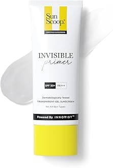 SunScoop Invisible Primer Sunscreen Gel SPF 50 PA+++ | For Dry & Oily Skin | Transparent Primer-Like Finish | Rice Extract & Vitamin E to Minimise Pores | No White Cast | For Women & Men | 45g