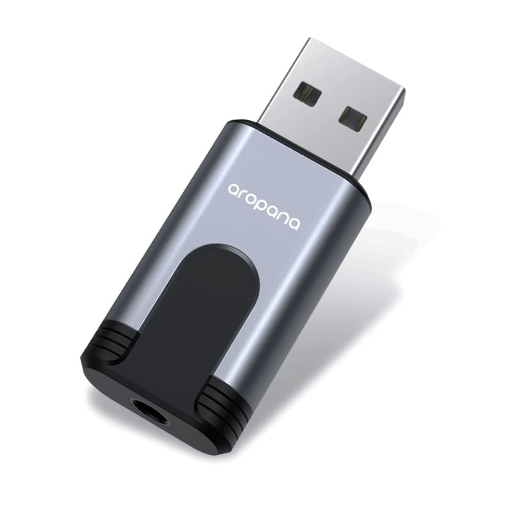 AROPANA USB 2-in-1 Audio Adapter | USB to 3.5mm TRRS Jack | External Sound Card for Windows, Mac, Linux, PS4 | Mic & Audio Support | Not for TV/Car | AUX Converter