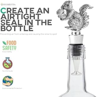 Homestia Squirrel Wine Stopper, Bottle Stopper Wine Saver, Reusable Wine Corks for Beverage, Wine Preserver Wine Saver Keep Wine Fresh, Wedding Favors Gifts for Wine Lovers