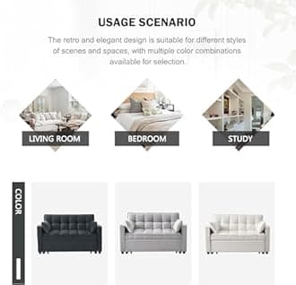 Sleeper Sofa Bed, 3 in 1 Sofa Bed Pull Out Couch Bed with Adjustable Backrest, Modern Sofa Bed for Living Room, Convertible Sofa Couch Bed for Bedroom. (Black)