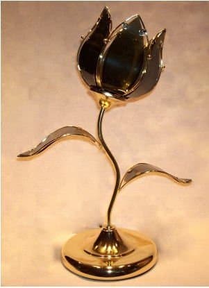 OK-812BA 20 in. Black Flower Touch Lamp