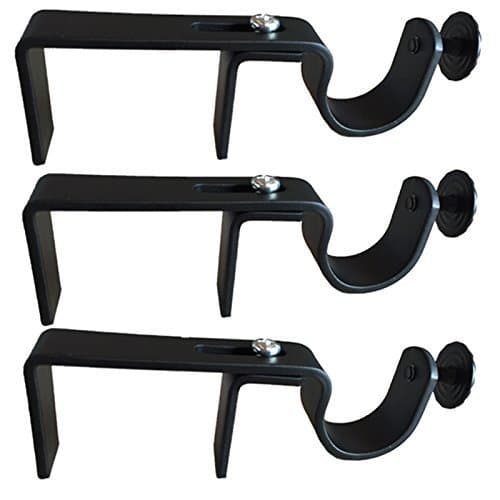 NoNo Bracket - Outside Mounted Blinds No Drill Curtain Rod Attachment Set of 3 (Black) No Drill Curtain Rod Holder