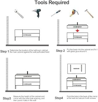 Bathroom Vanity Sink Set - Wall Mounted Floating Vanity Cabinet with Integrated Sink, Intelligent Vanity Mirror with Time Display, LED Lights & Defogging Function, 3 Soft-Close Doors (56IN)