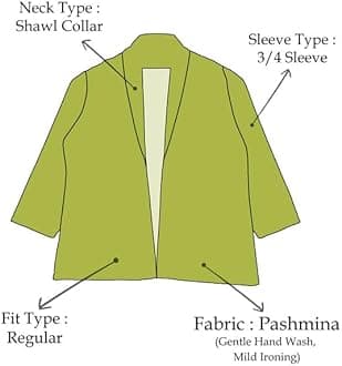 Fabcurate Ethnic Brown Blzaer for Women | Notched Collar with Full Sleeves Pashmina Jacket for Ladies | Fashionable Casual Wear