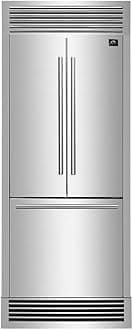 Forno 30 Inch French Door Refrigerator with Bottom Freezer 17.5 Cu.Ft. Capacity - Stainless Steel No Frost Fridge with Ice Maker, Child Safety Lock and Decorative Grill Trim kit