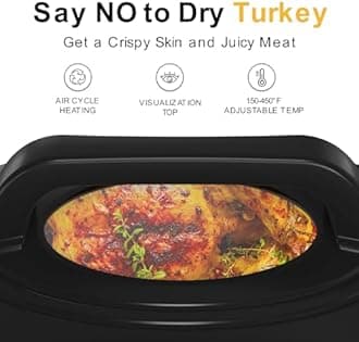 24QT Electric Roaster Oven, Electric Turkey Roaster with Viewing & Self-basting Lid, Stainless Steel Turkey Roaster Oven, White