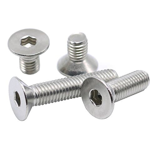 M4 x 25mm Flat/Countersunk Head Socket Screws,50 Pcs,Stainless Steel,Full Thread,Right Hand,Metric