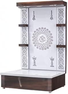 Wooden Temple White LED Light for Home and Office|Home Temple|Puja Mandir|Wall Hanging & Table Top Home Mandir(TMP09) SIZE-48x30x16 In
