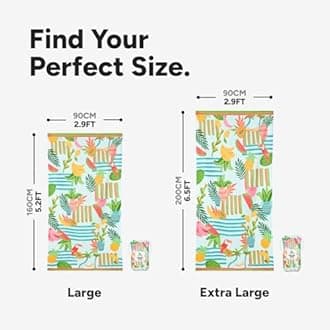 Dock & Bay Beach Towel - Quick Dry, Sand Free - Compact, Lightweight - 100% Recycled - Includes Bag - Tropicana Treat - Large (160x90cm, 63x35)