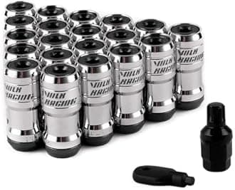 Volk Racing Concealed Heptagon Formula Steel Wheels Lock Lug Nuts Acorn Rim Close End M12x1.25 M12x1.5 Burning Blue 20Pcs/Set (Color : Black, Size : M12x1.25)