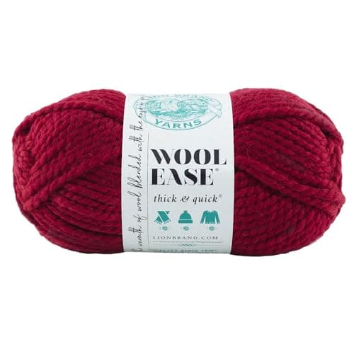 640-138 Wool-Ease Thick and Quick Yarn, 97 Meters, Cranberry.