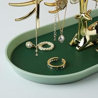 MORE&LESS Plating antlers Jewelry Display Stand,Tree Tower Rack Hanging Organizer for Ring Earrings Necklace Bracelet