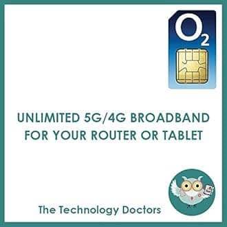 Unlimited O2 5G/4G Data SIM - NO speed caps, fastest available 5G/4G speeds - FREE Roaming in 49 European countries (25Gb data usage each month outside the UK)