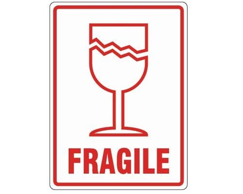 10 x Fragile Label 108mm x 79mm