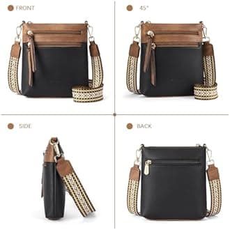 BOSTANTEN Small Crossbody Bags for Women Trendy Cell Phone Cross Body Purses Shoulder Handbag with Card Slots, Black With Brown, Small, Crossbody Bags for Women