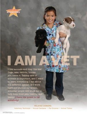 I Am a Veterinarian EXTRA LARGE POSTER (4 ft x 3 ft) LAMINATED. Elementary and Middle School Student Career Education, Vet Theme.