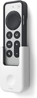 elago Remote Holder Mount Compatible with 2022 Apple TV 4K Siri Remote 3rd Gen [White] - Reusable Gel Pad or Screw Mounting Options, Available Wired Charging, Wall Mount, Cable Management