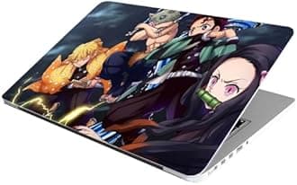 Full Laptop Skin Stickers HD Quality Sticker for Laptops Upto 15.6" (Dustproof|Waterproof|Scratchproof|Reusable) - Demon Slayer FL