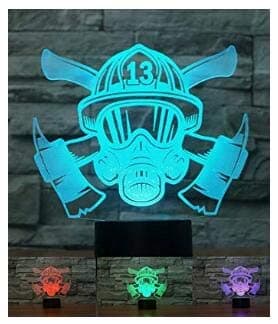 New 3D Fire Mask Night Light Illusion Lamp 7 Color Change LED Touch USB Table Gift Kids Toys Decor Decorations Christmas Valentines Gift [Energy Class A+++]
