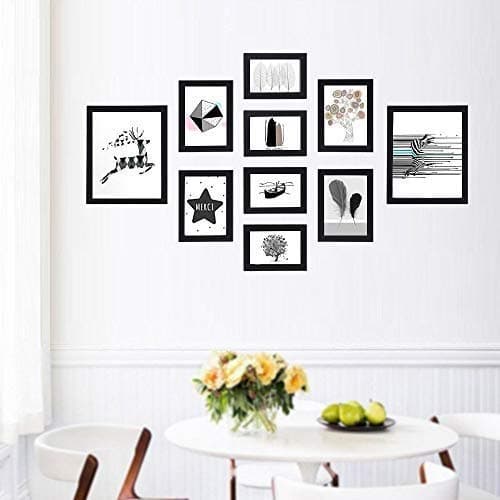 Seven Horses 10 Pieces Assorted Wall Picture Frame Collage Set for Different Sizes-2 pcs 8x10 in, 4 pcs 6x8 in, 4 pcs 5x7 in,Black