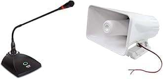 Pyle Home Desktop Gooseneck Wired Microphone System with 8" Indoor/Outdoor PA Horn Speaker