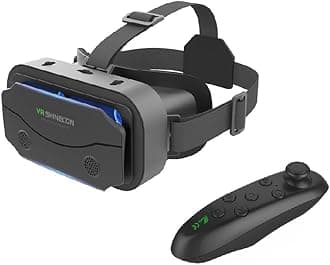 VR Headset for Samsung and Android Phones with Handle - Anti-Blue Eyes Protected HD Lenses, VR Goggles for All Smartphone /5-7.3in(Black)