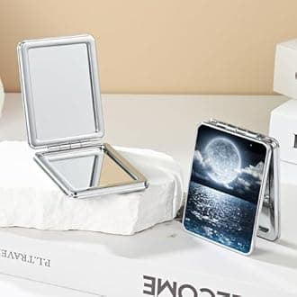 dcdcee Pocket Mirror, Small Travel Mirror with Magnification, Portable Double-Sided Magnifying Cosmetic Mirror for Daily (Beautiful Starry Sky)