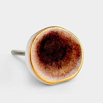 Pushka Home Ceramic Crackled Concave Gold Crater Knob (Pinky Brown & Gold)