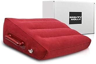 Wedge Shape Inflatable Pillow Portable Pack Sack with Handles Compressible Travel Pillow for Camping, Backpacking, Office, Road Trips, Home, Red