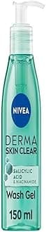 NIVEA Derma Skin Clear Wash Gel (150ml), Deep Cleansing Salicylic Acid Face Wash Enriched with Niacinamide to Cleanse Pores and Remove Impurities, For Blemish-Prone Skin