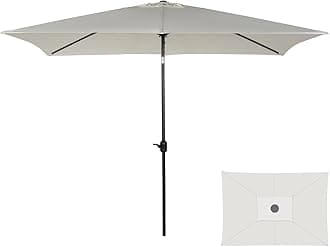 Grand patio 6.5 x 10 FT Rectangular Patio Umbrella, Outdoor Table Market Umbrella with Push Button Tilt/Crank for Pool Yard Deck, Cream-White