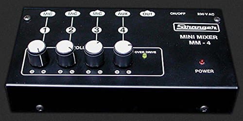 Stranger MM4 4-Channels Mini Mono Audio Compact Mixer with TRS/Jack Inputs., Black