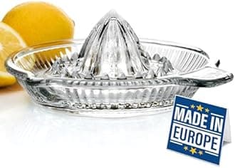 Crystalia Lemon Squeezer, Small Citrus Juicer, Extractor Manual Hand with Handle and Pour Spout, Lead-Free Heavyweight Crystal Clear Glass