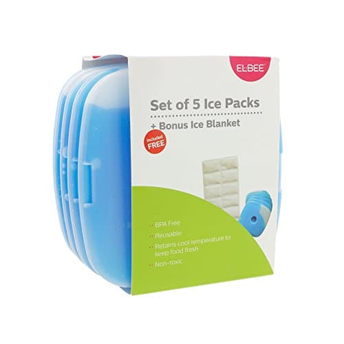 ElbeeHome Set pf 5 Ice Pack for Lunch Box Reusable Ice Packs Safe Portable Non Toxic