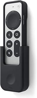 elago Remote Holder Mount Compatible with 2022 Apple TV 4K Siri Remote 3rd Gen [Black] - Reusable Gel Pad or Screw Mounting Options, Available Wired Charging, Wall Mount, Cable Management