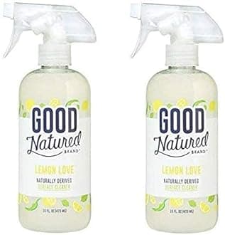 Good Natured Brand All-Purpose Biodegradable Multi-Surface Cleaner | Natural Fresh Scent | Multipurpose Cleaning Spray For Floor, Kitchen Counter, Walls & Toilet | Lemon Love | 16oz 2 Pack