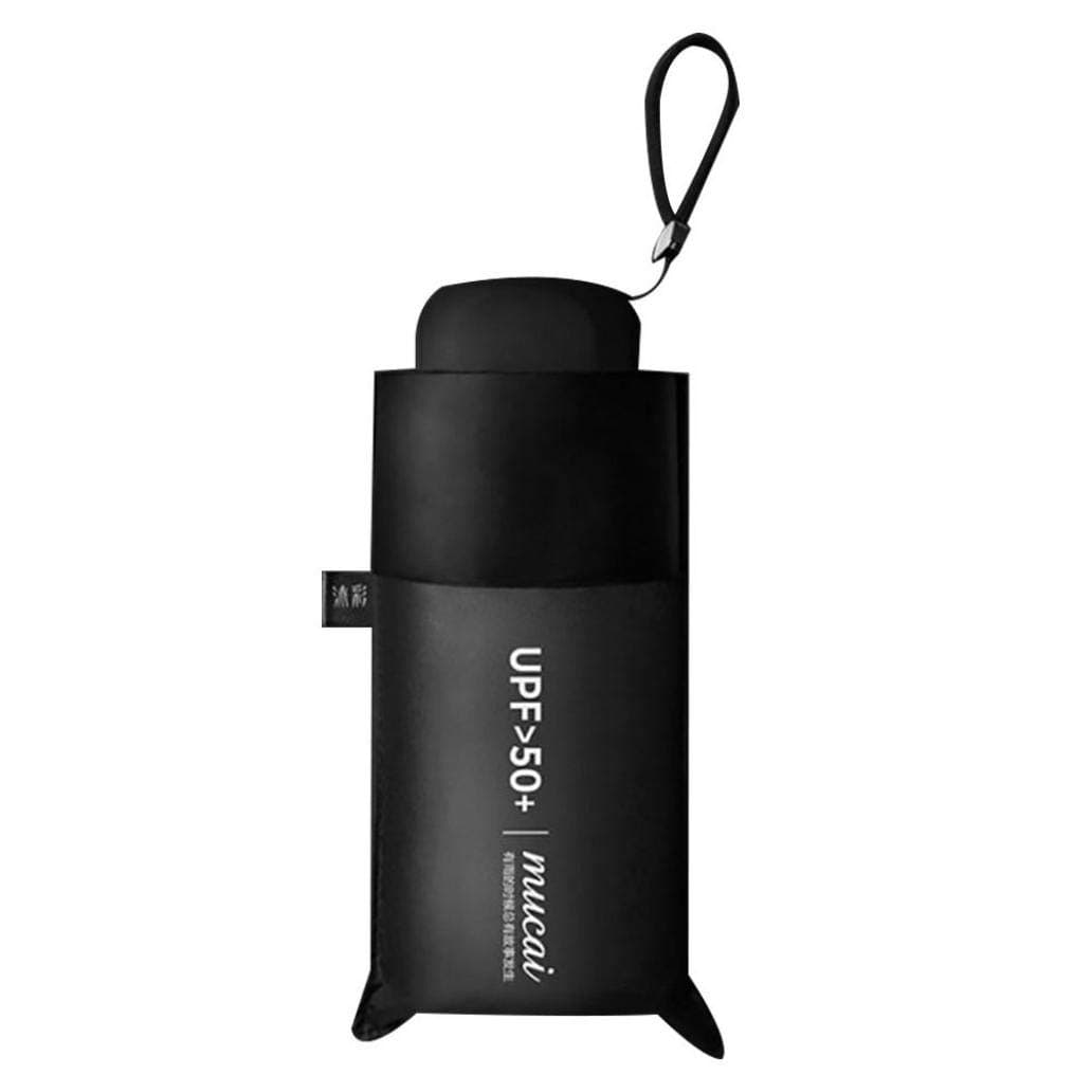 Mini Summer Waterproof Windproof Folding UPF50+ Sun UV Rain Protection Umbrella for Adult Children Kids Outdoor Travel Gift - Black
