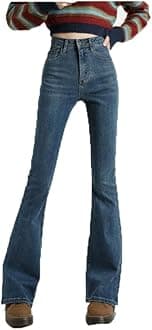 GenericWomen Casual Denim Pants High Waist Flare Leg Jeans with Pocket