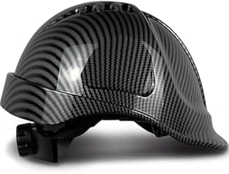 Hard Hat Construction Work Caps OSHA Approved Safety Helmet Industrial Carbon Fiber Pattern HardHats 6 Point Adjustable Suspension ANSI & AS/NZS& CE (Bright Black Hard Hat)